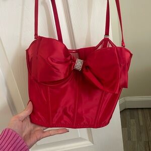 red corset with bow